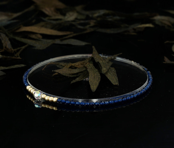 輕奢風藍剛玉14K包金 GF Swarovski 配珠水晶手鍊 ( Blue Corundum Bracelet ) 第2張的照片