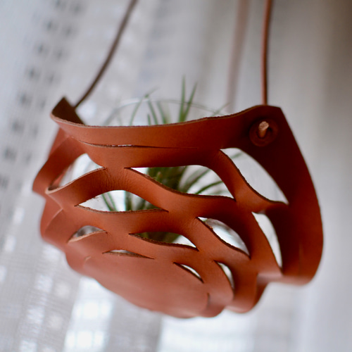 本革レザー レザープランツハンガーホルダー エアープランツなど植物を