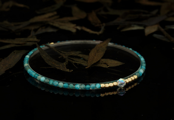 輕奢風藍磷灰石14K包金 GF Swarovski 配珠水晶手鍊 ( Blue Apatite Bracelet ) 第3張的照片