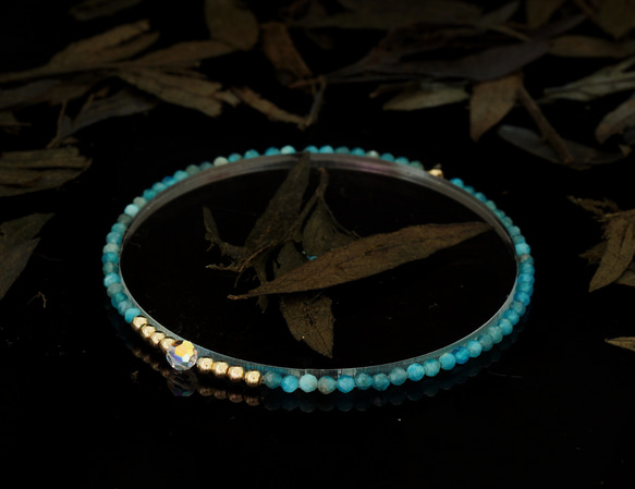 輕奢風藍磷灰石14K包金 GF Swarovski 配珠水晶手鍊 ( Blue Apatite Bracelet ) 第5張的照片