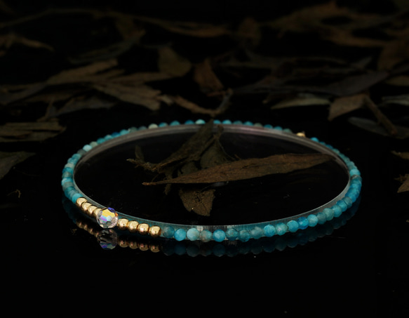 輕奢風藍磷灰石14K包金 GF Swarovski 配珠水晶手鍊 ( Blue Apatite Bracelet ) 第1張的照片