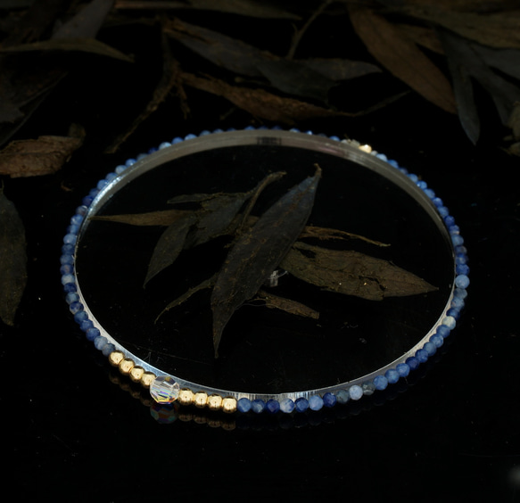 輕奢風淺藍紋石14K包金 GF Swarovski 配珠水晶手鍊 ( Light Calcite Bracelet ) 第4張的照片