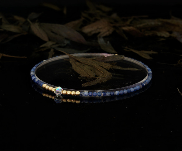 輕奢風淺藍紋石14K包金 GF Swarovski 配珠水晶手鍊 ( Light Calcite Bracelet ) 第8張的照片