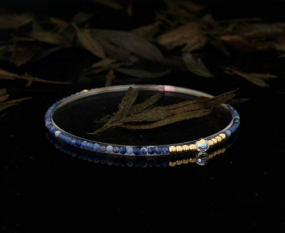 輕奢風淺藍紋石14K包金 GF Swarovski 配珠水晶手鍊 ( Light Calcite Bracelet ) 第1張的照片