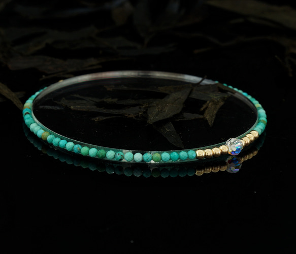 輕奢風綠松石14K包金 GF Swarovski 配珠水晶手鍊 ( Turquoise Bracelet ) 第3張的照片