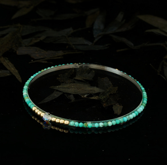 輕奢風綠松石14K包金 GF Swarovski 配珠水晶手鍊 ( Turquoise Bracelet ) 第2張的照片