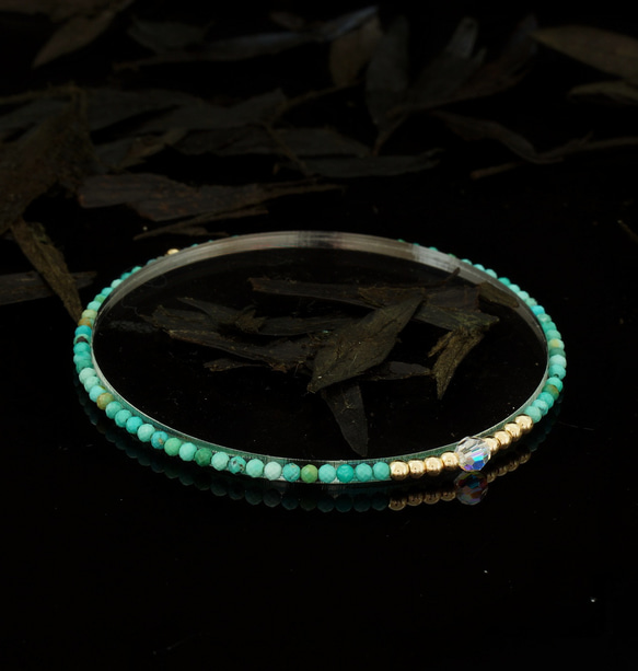 輕奢風綠松石14K包金 GF Swarovski 配珠水晶手鍊 ( Turquoise Bracelet ) 第5張的照片