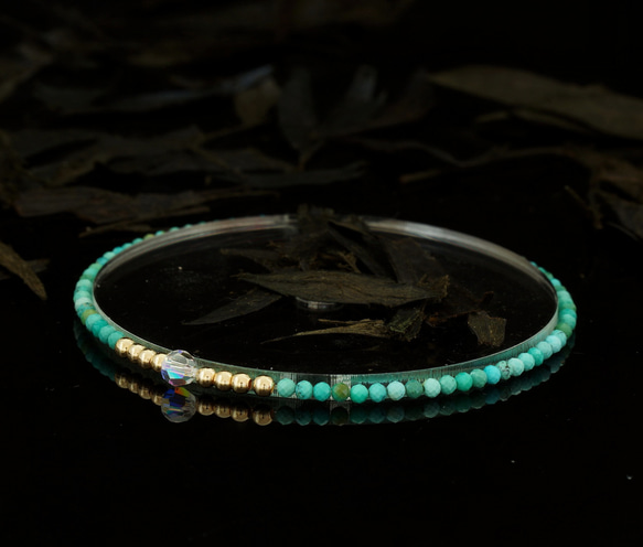 輕奢風綠松石14K包金 GF Swarovski 配珠水晶手鍊 ( Turquoise Bracelet ) 第1張的照片