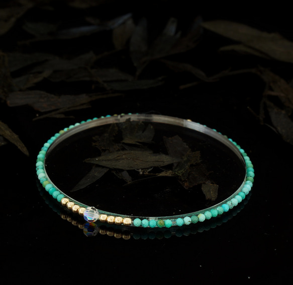 輕奢風綠松石14K包金 GF Swarovski 配珠水晶手鍊 ( Turquoise Bracelet ) 第4張的照片