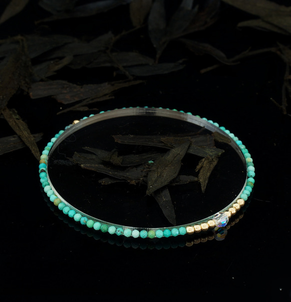 輕奢風綠松石14K包金 GF Swarovski 配珠水晶手鍊 ( Turquoise Bracelet ) 第6張的照片