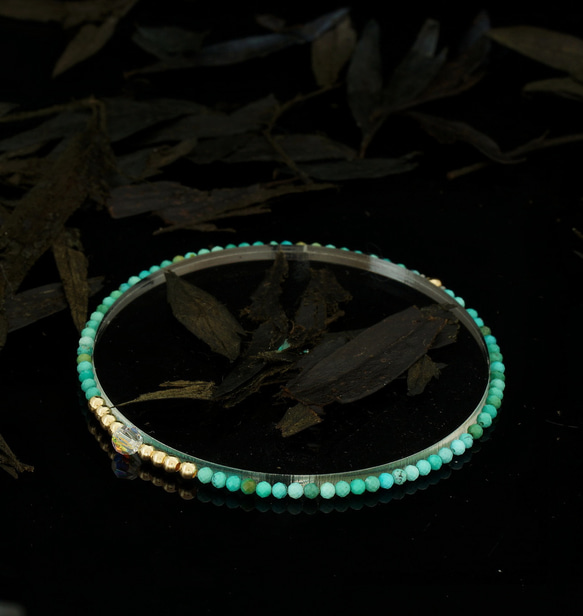 輕奢風綠松石14K包金 GF Swarovski 配珠水晶手鍊 ( Turquoise Bracelet ) 第8張的照片