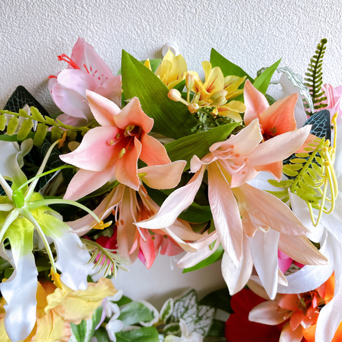 人気！ハイビスカスビッグリース　ハンドメイド 人気！ハイビスカスビッグリース ハンドメイド インテリア・生活道具