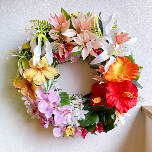 人気！ハイビスカスビッグリース　ハンドメイド 人気！ハイビスカスビッグリース ハンドメイド - メルカリ