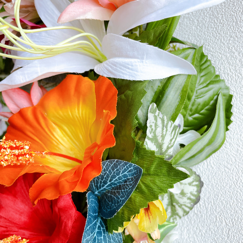 ハイビスカスリース アーティフィシャルフラワー 大きいリース ☆送料