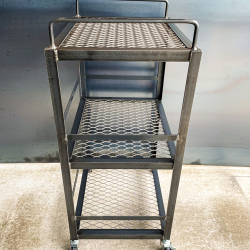 アイアンキッチンワゴン［リベット］カート　キャスター付　アイアン家具 アイアンキッチンワゴン［ver.鉄網］キャスター付