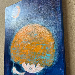 【月ふうせん】＃原画＃イラスト＃ヒーリングアート＃キャンバス＃癒し＃絵画＃子供＃月＃幸せ＃あたたかい 3枚目の画像