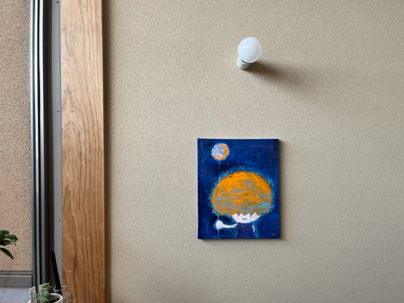 【月ふうせん】＃原画＃イラスト＃ヒーリングアート＃キャンバス＃癒し＃絵画＃子供＃月＃幸せ＃あたたかい 5枚目の画像