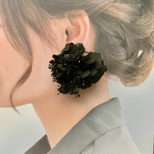 natural black】ドライフラワー ピアス・イヤリング ブライダル