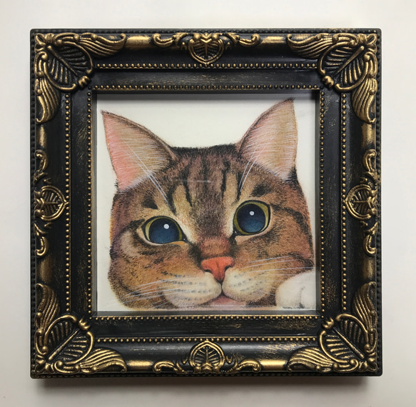 角フレーム付き猫イラスト原画 イラスト シミズ ユタカ 通販 16225223