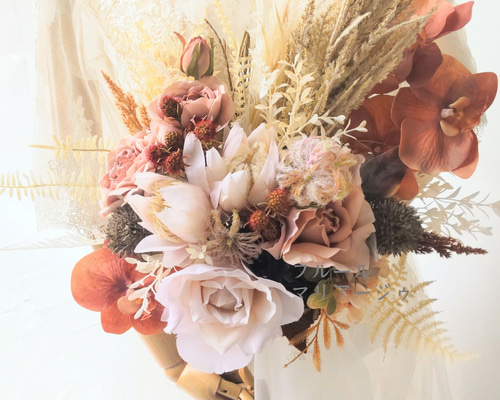 ウェディングブーケナチュラルブーケクラッチブーケボタニカル風ブートニア