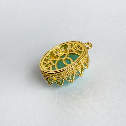 真鍮製ペンダント空枠 オーバルカボション18×13mm用 ゴールド【1個