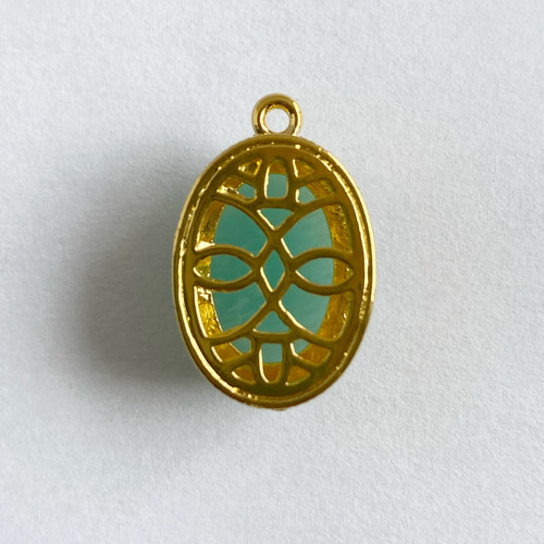 真鍮製ペンダント空枠 オーバルカボション18×13mm用 ゴールド【1個
