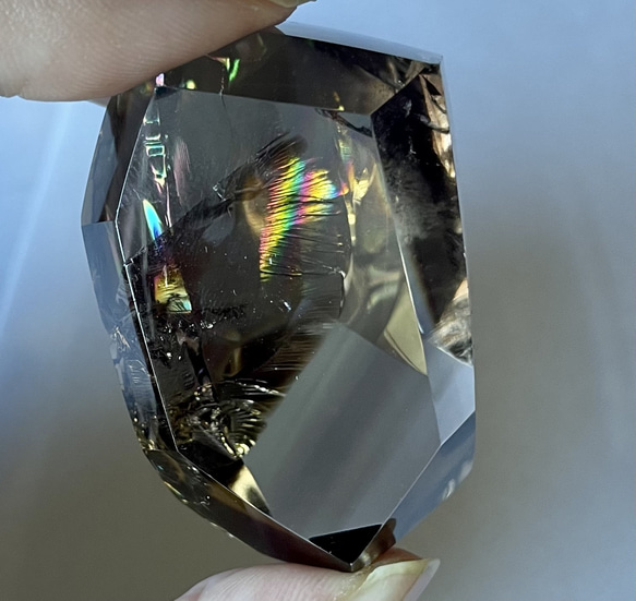 アイリス水晶 虹入 スモーキークォーツ レインボー ブロックカット クリスタル 5枚目の画像