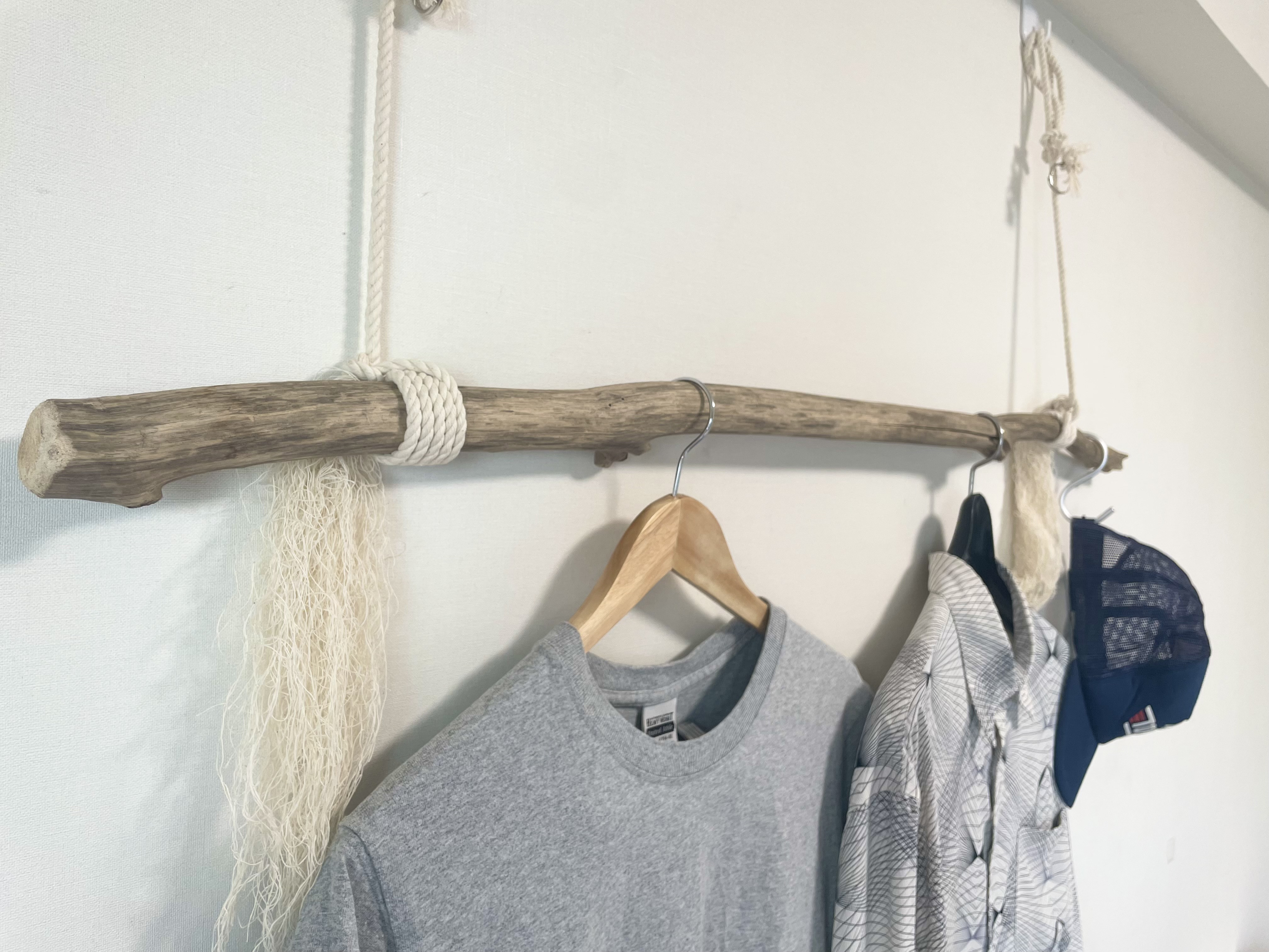 〜DriftDesign〜　キレイめ流木のお洒落なＳ字フック付ハンガーラック DriftDesign〜 キレイめ流木のお洒落なS字フック付ハンガー