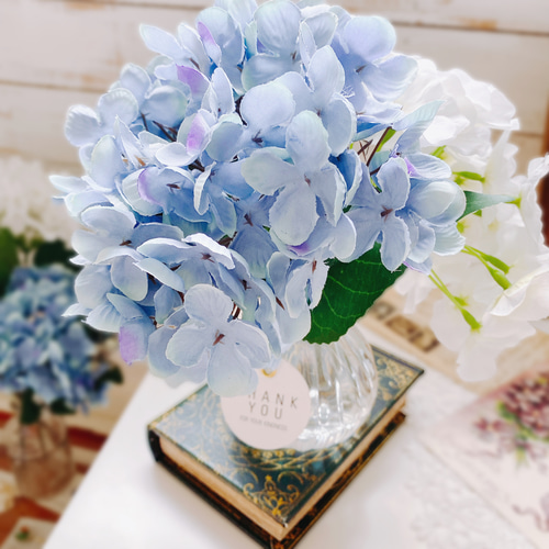 枯れない花】本物みたいな紫陽花 Blue &White マジカルウォーター