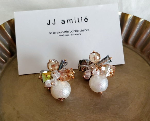 通販 淡水パールとガラスビーズのピアス、 ピアス ハンドメイドピアス アクセサリー