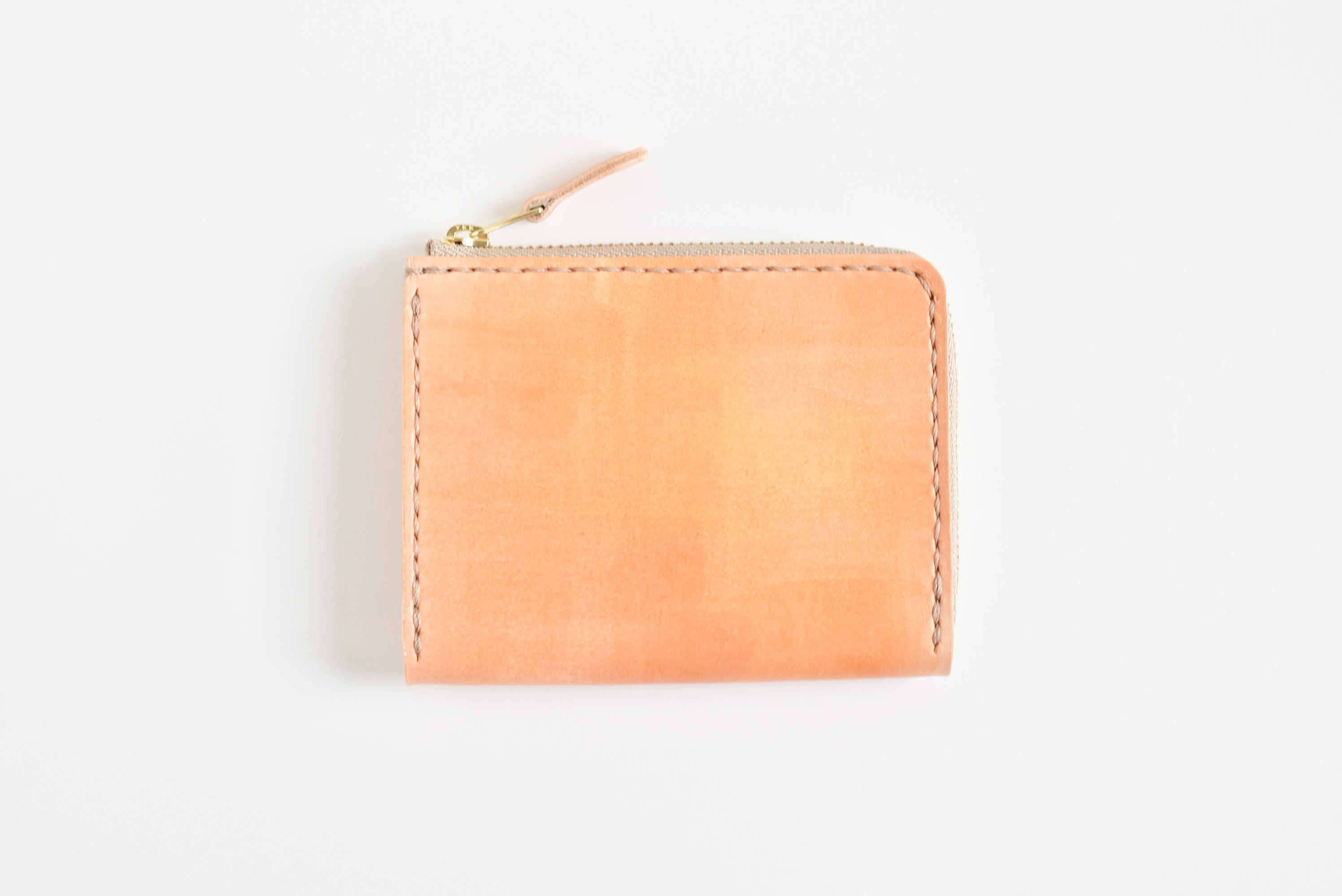 革の手染め財布 「みかん（L字ファスナーミニ財布）」