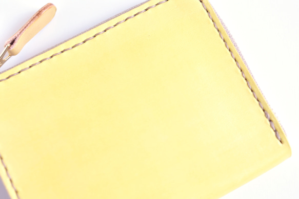 革の手染め財布 「レモン  No.55（L字ファスナーミニ財布）」 2枚目の画像