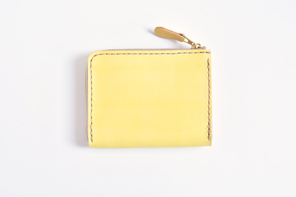 革の手染め財布 「レモン  No.55（L字ファスナーミニ財布）」 5枚目の画像