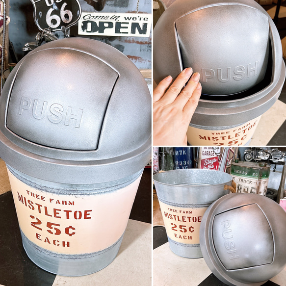 アメリカン雑貨  蓋付き ダストボックス  U.S. 丸型 ゴミ箱  空缶 屑入れ 5枚目の画像