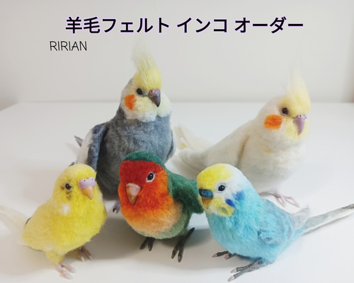 羊毛フェルト。セキセイインコ。オーダーNo.75 這っ