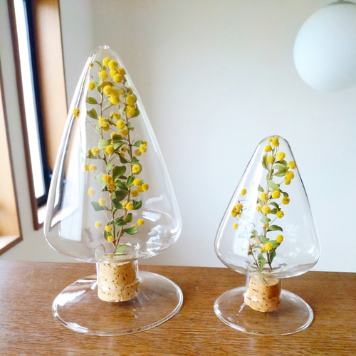 ミモザガラスボトル＊*ドライフラワー入り❀インテリア ギフト