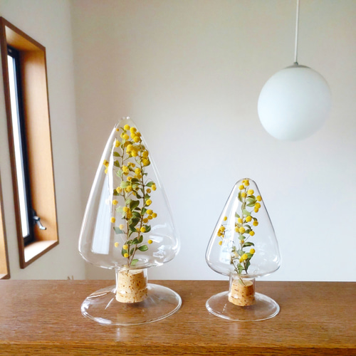 あざみ　一輪挿し ミモザガラスボトル＊*ドライフラワー入り❀インテリア ギフト