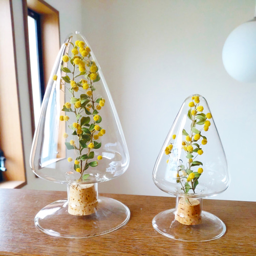 ミモザガラスボトル＊*ドライフラワー入り❀インテリア ギフト