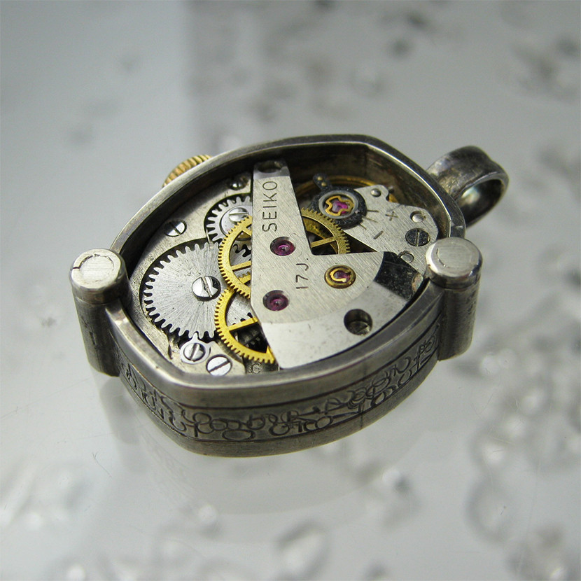 【ゼンマイ】SEIKO シルバーペンダント 数字 　【送料込み】機械式　時計　手巻き　（チェーンは別売りです）