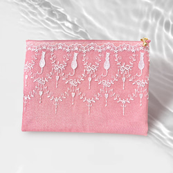 creema限定 刺繍×花柄レース 煌めきポーチseries～ マチ付・マチ