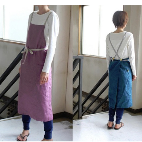NEW リネンエプロン 肩紐バッククロスタイプ 東近江染 エプロン inago