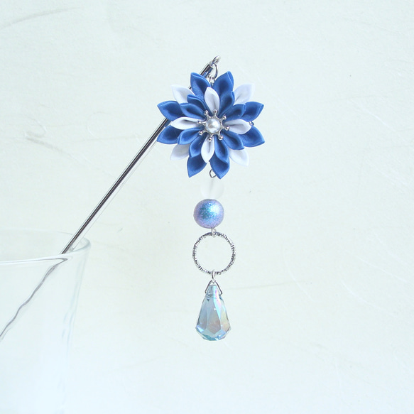 天然石☆お花ビーズ3連＊タッセル＊かんざし 天然石☆お花ビーズ3連＊タッセル＊かんざし