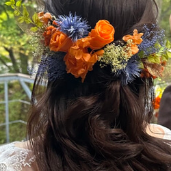 髪飾り　ヘッドドレス　オレンジ ヘッドドレス 8点セット くすみオレンジ 紫陽花 あじさい