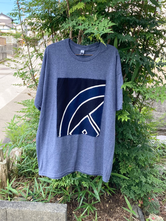 1986 size XL  襤褸　リメイク　tシャツ 藍染め　藍染　古布　パッチワーク　再構築　オリジナル　ヴィンテージ 1枚目の画像