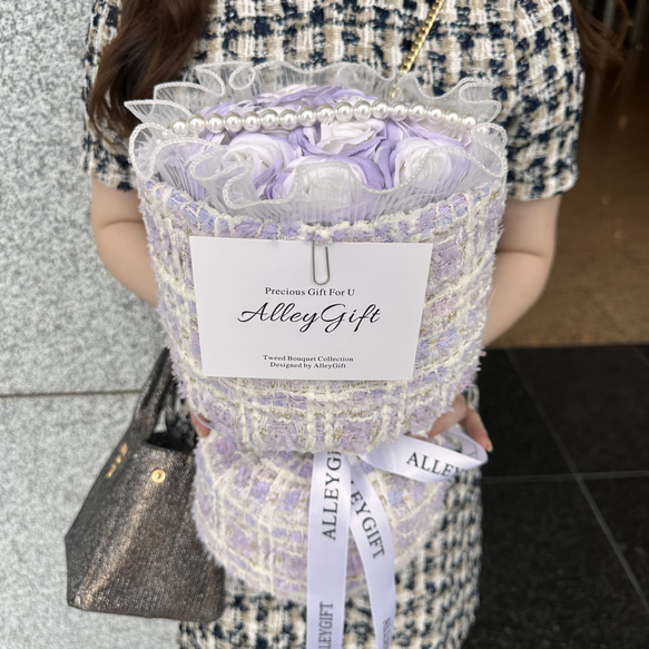 推し・アイドルの生誕祭花束　誕生日花束　ツイードブーケ・ワンホンブーケ　紫 | Violet Bouquet 1枚目の画像