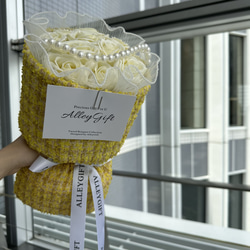 推しカラー花束　生誕祭花束　誕生日花束　ツイードブーケ・ワンホンブーケ　黄色 | Citron Bouquet 1枚目の画像