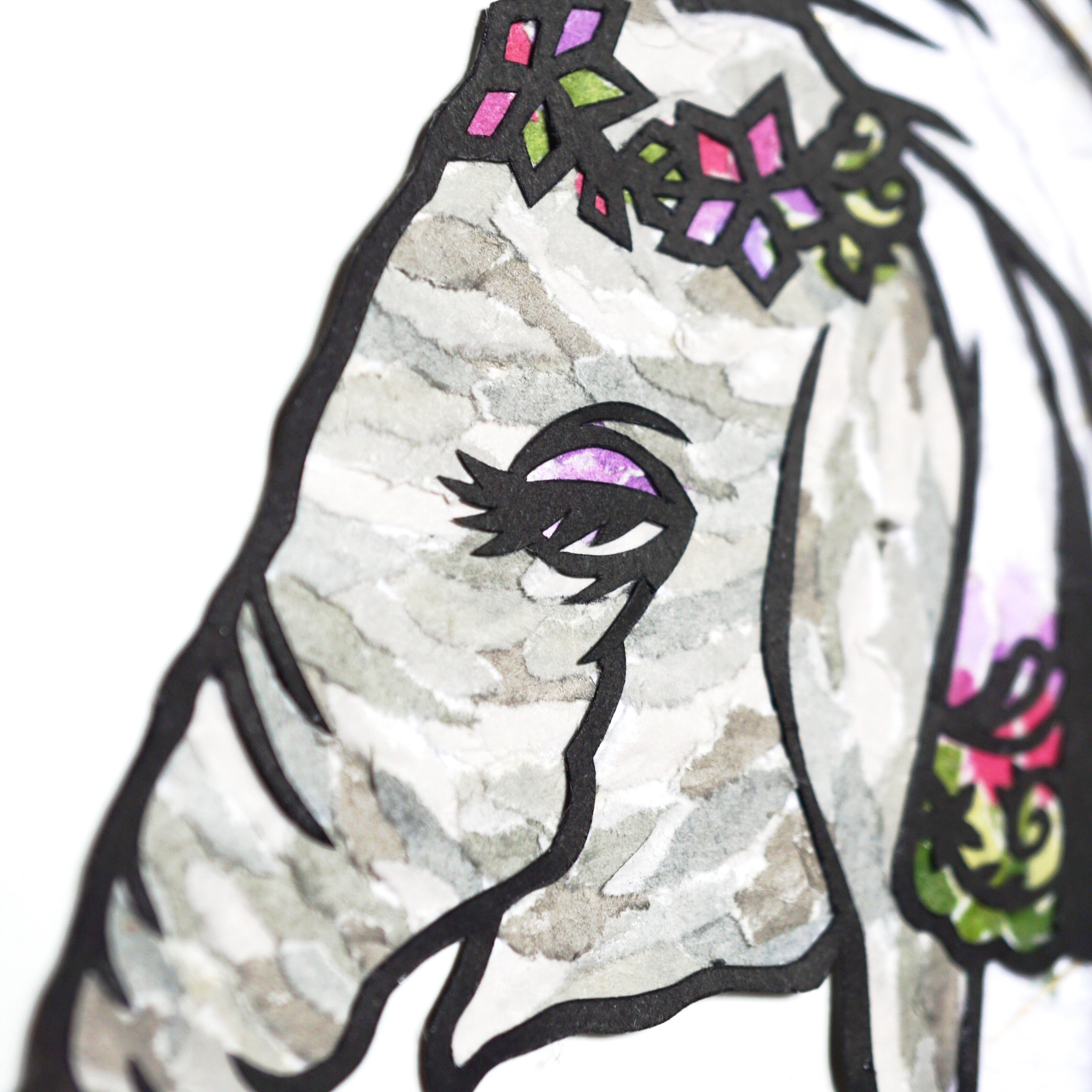 10)　彩りを 【ちぎり絵】「映(はえる)」　ノウゼンカズラ　ハンドメイド　(P