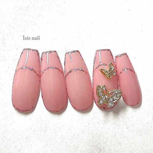 ネイルチップ オーダー ワンホン 韓国 マグネット フレンチガーリー 3d