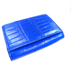 コインケース　使いやすい ワニ革の 小さい財布　ブルー 1枚目の画像