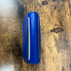 コインケース　使いやすい ワニ革の 小さい財布　ブルー 7枚目の画像